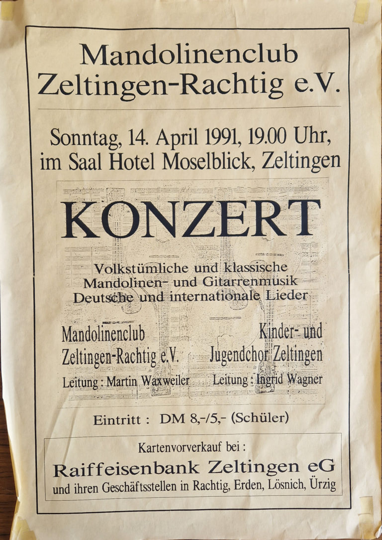 Plakat 1991 – Volkstümliche und klassische Mandolinen- und Gitarrenmusik