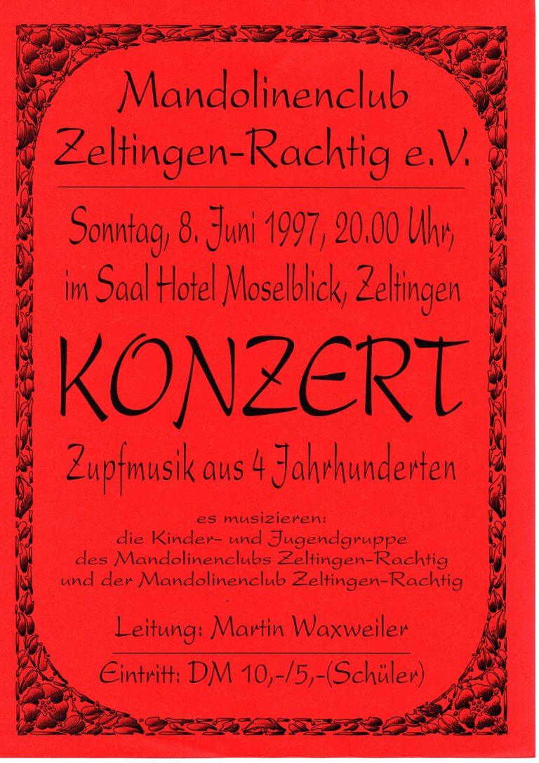 Plakat 1997 – Zupfmusik aus 4 Jahrhunderten