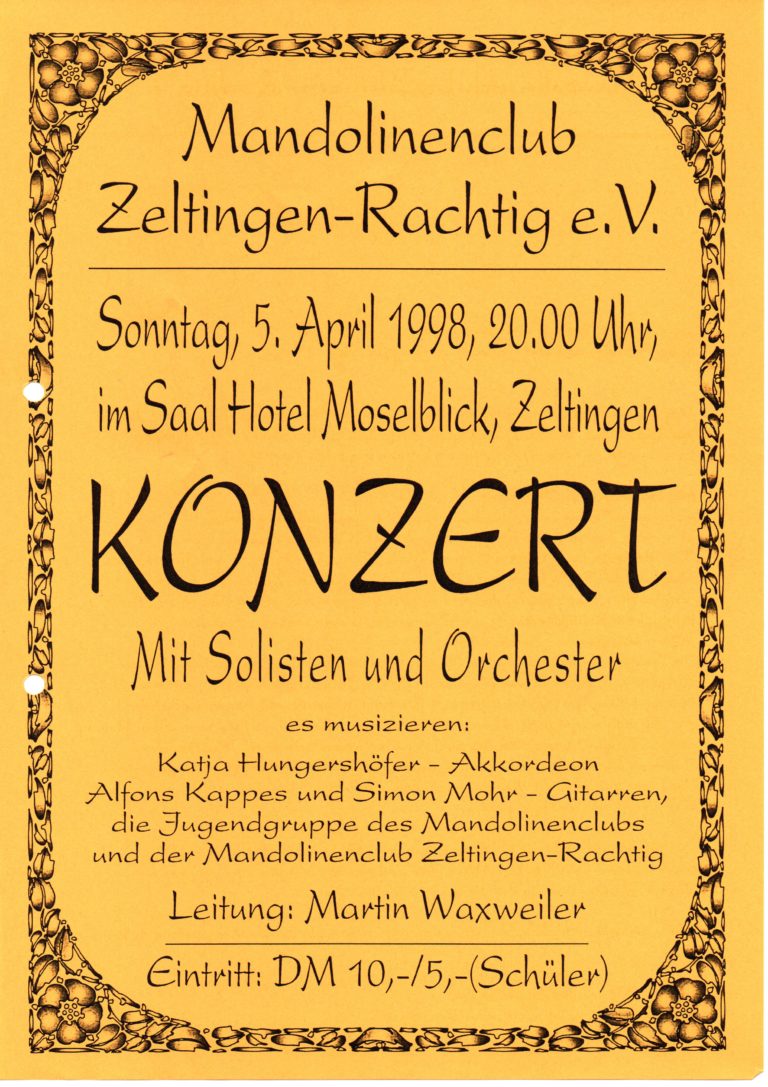 Plakat 1998 – Konzert mit Solisten und Orchester