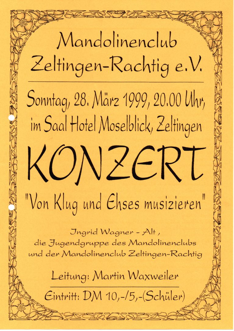 Plakat 1999 – Von Klug und Ehses musizieren